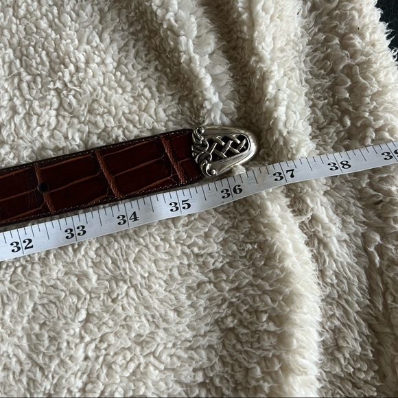 Brighton brown leather croco belt silver hardware M - Picture 3 of 8